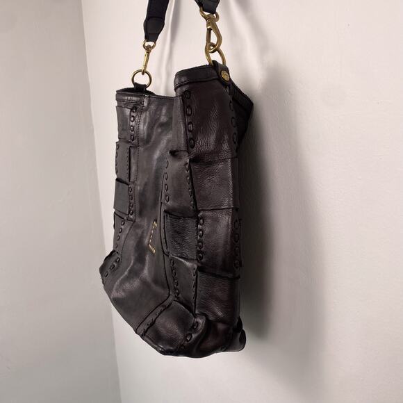 Campomaggi Edera Shoulder Bag in Black Woven Leather - Picture 5 of 10